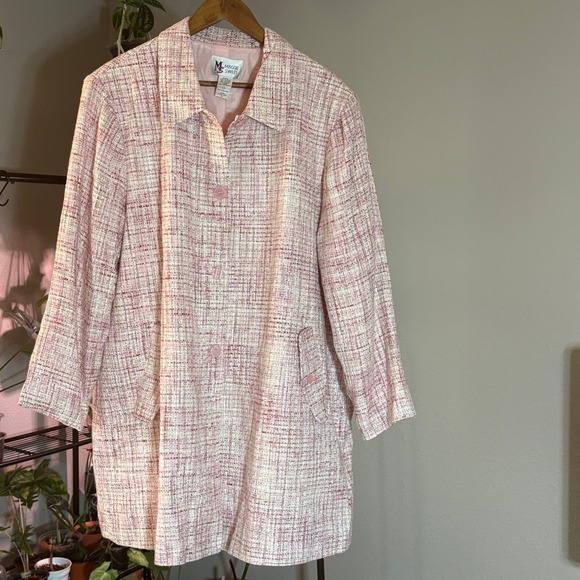 Maggie Sweet Pink Tweed Blazer Jacket Career Business Office Coat 2X - Picture 1 of 8